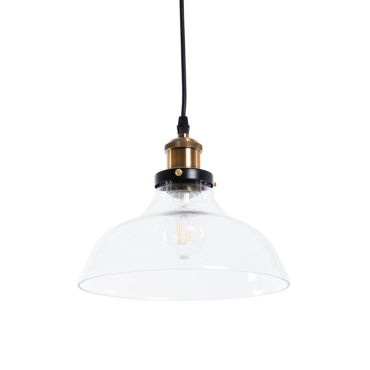 LEDTM® WICKHAM 01075 Vintage Κρεμαστό Φωτιστικό Οροφής με Ντουί 1 x E27 AC 220-240V IP20 - Διάφανο & Χρυσό - Μ24.5 x Π24.5 x Υ15cm - Image 6