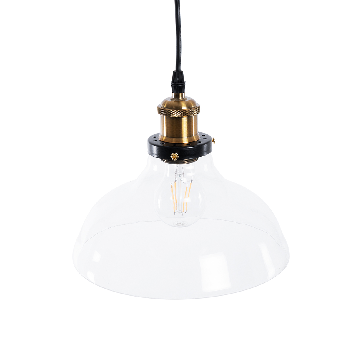 LEDTM® WICKHAM 01075 Vintage Κρεμαστό Φωτιστικό Οροφής με Ντουί 1 x E27 AC 220-240V IP20 - Διάφανο & Χρυσό - Μ24.5 x Π24.5 x Υ15cm - Image 7