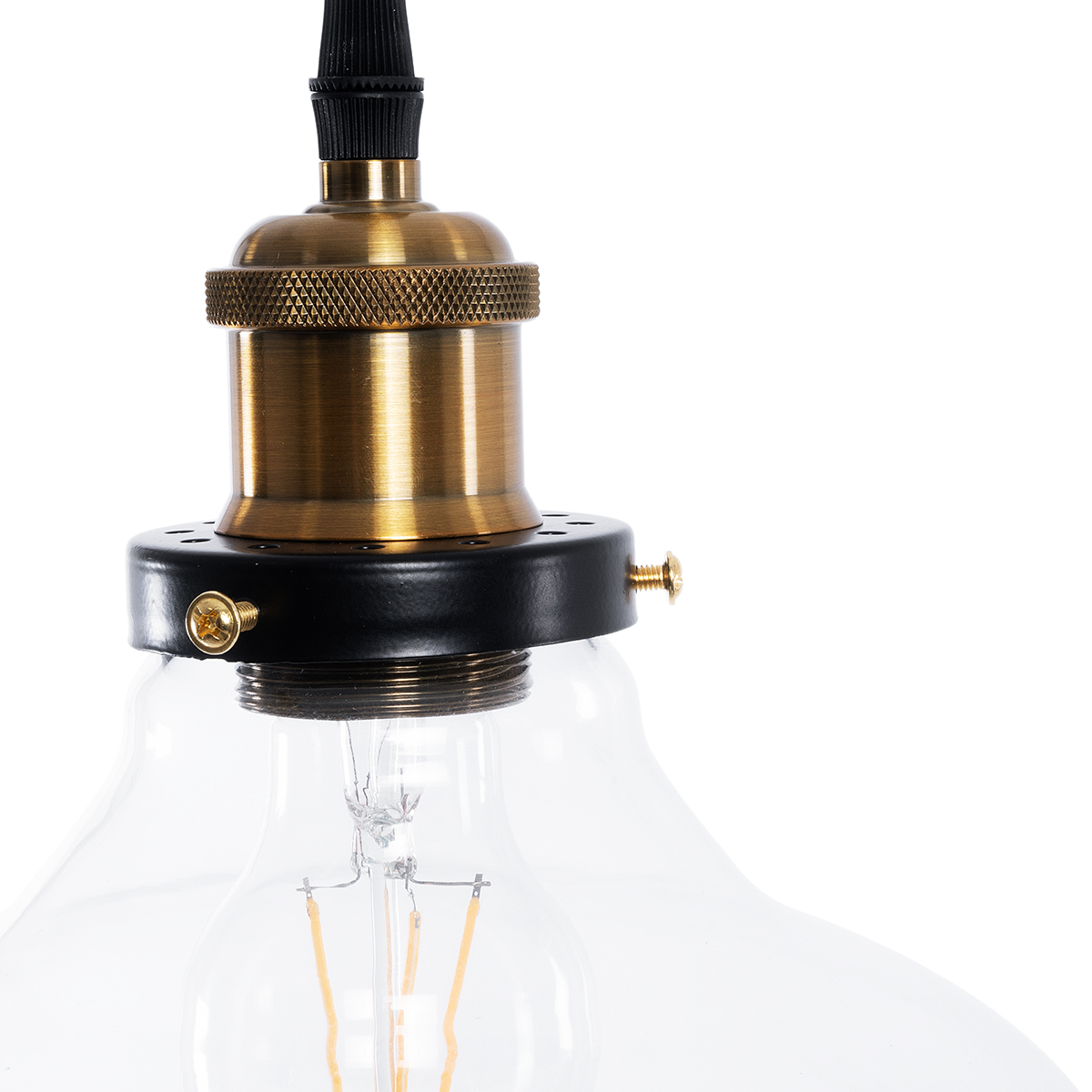 LEDTM® WICKHAM 01075 Vintage Κρεμαστό Φωτιστικό Οροφής με Ντουί 1 x E27 AC 220-240V IP20 - Διάφανο & Χρυσό - Μ24.5 x Π24.5 x Υ15cm - Image 9