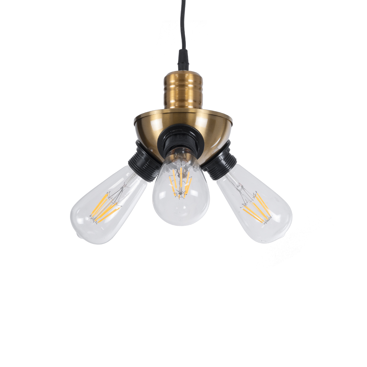 LEDTM® COPPER 01076 Vintage Κρεμαστό Φωτιστικό Οροφής με Ντουί 3 x E27 AC 220-240V IP20 - Χρυσό & Μαύρο - Μ14 x Π14 x Υ13cm - Image 2