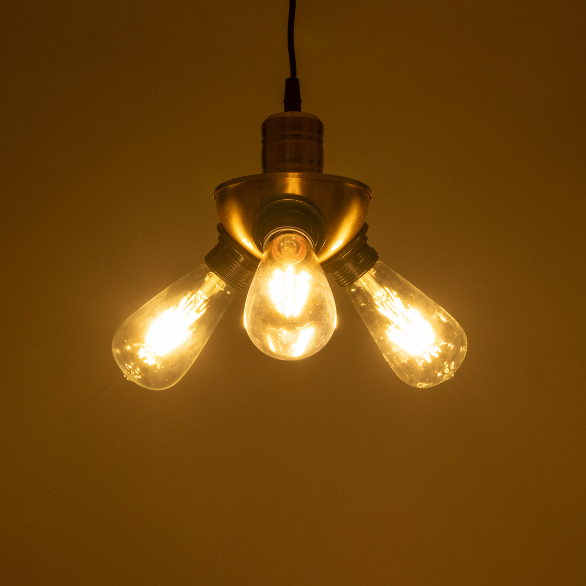 LEDTM® COPPER 01076 Vintage Κρεμαστό Φωτιστικό Οροφής με Ντουί 3 x E27 AC 220-240V IP20 - Χρυσό & Μαύρο - Μ14 x Π14 x Υ13cm - Image 3