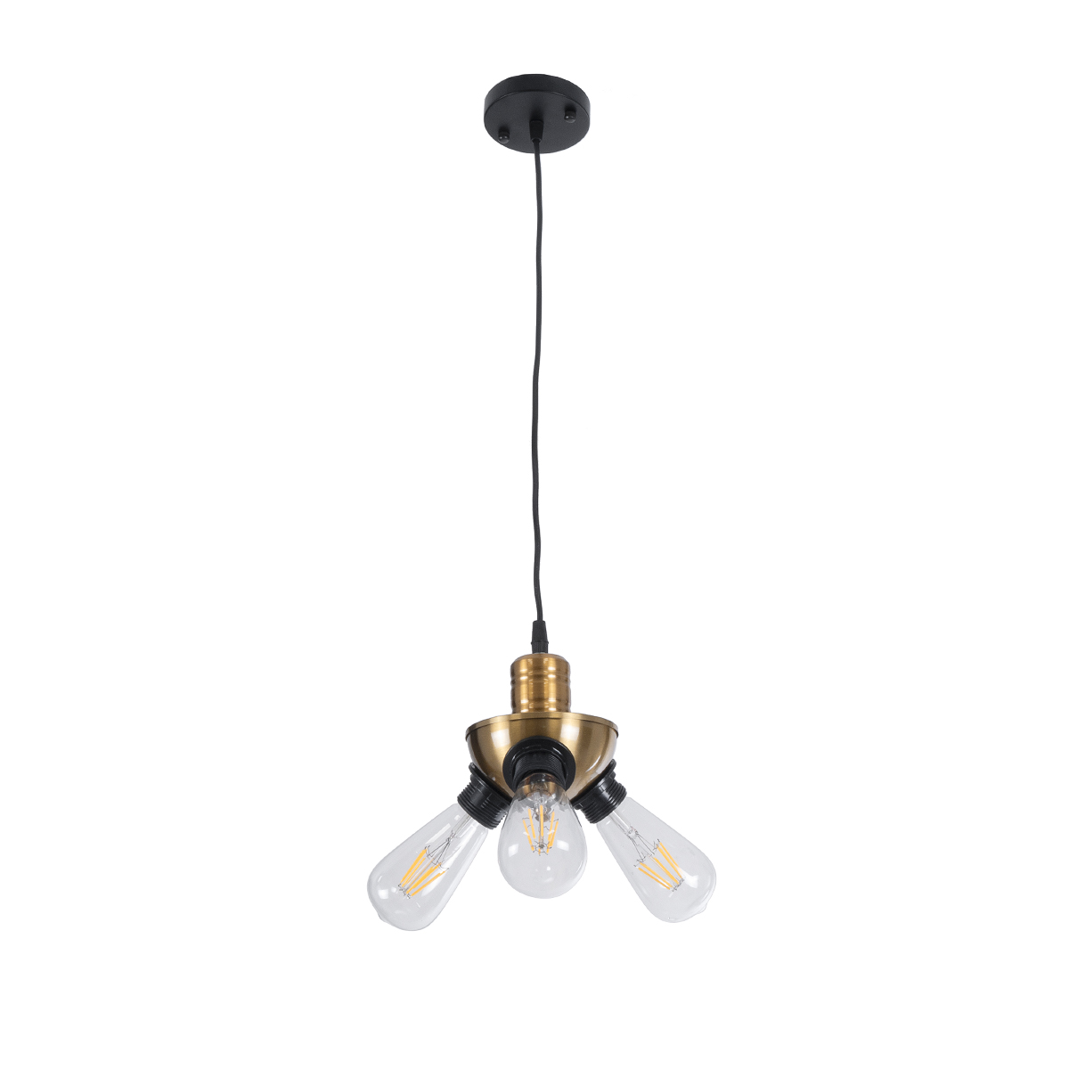 LEDTM® COPPER 01076 Vintage Κρεμαστό Φωτιστικό Οροφής με Ντουί 3 x E27 AC 220-240V IP20 - Χρυσό & Μαύρο - Μ14 x Π14 x Υ13cm - Image 4