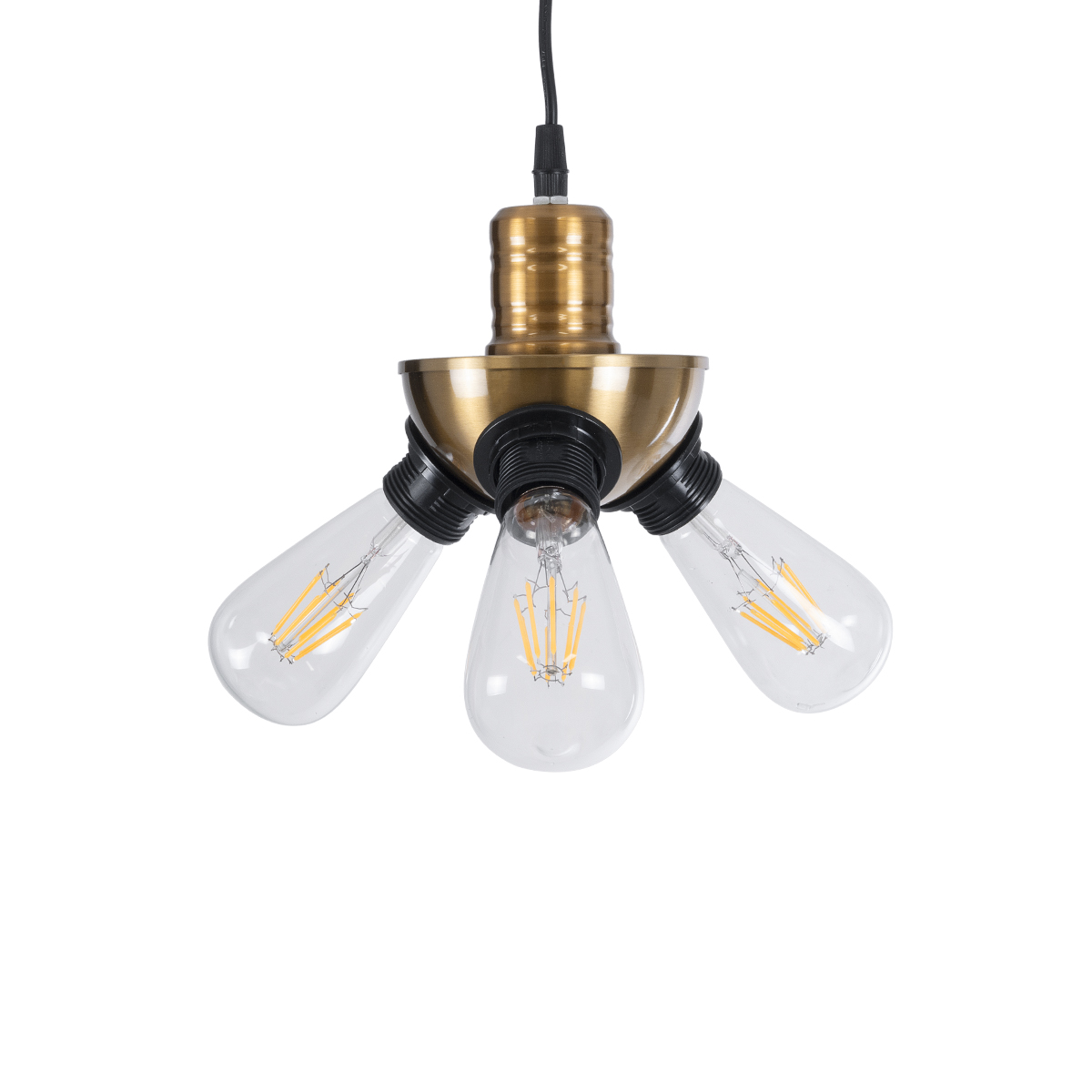 LEDTM® COPPER 01076 Vintage Κρεμαστό Φωτιστικό Οροφής με Ντουί 3 x E27 AC 220-240V IP20 - Χρυσό & Μαύρο - Μ14 x Π14 x Υ13cm - Image 5