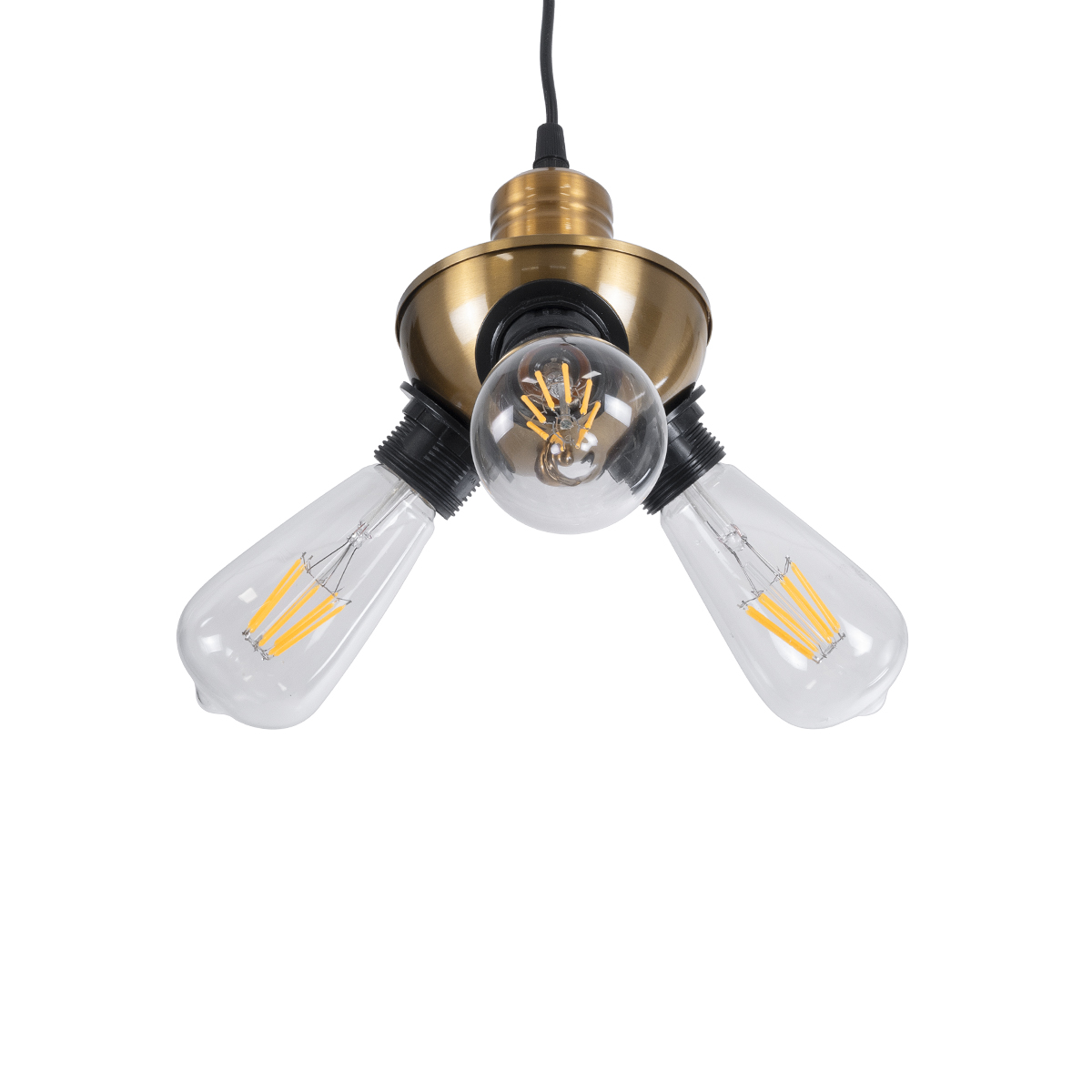 LEDTM® COPPER 01076 Vintage Κρεμαστό Φωτιστικό Οροφής με Ντουί 3 x E27 AC 220-240V IP20 - Χρυσό & Μαύρο - Μ14 x Π14 x Υ13cm - Image 6