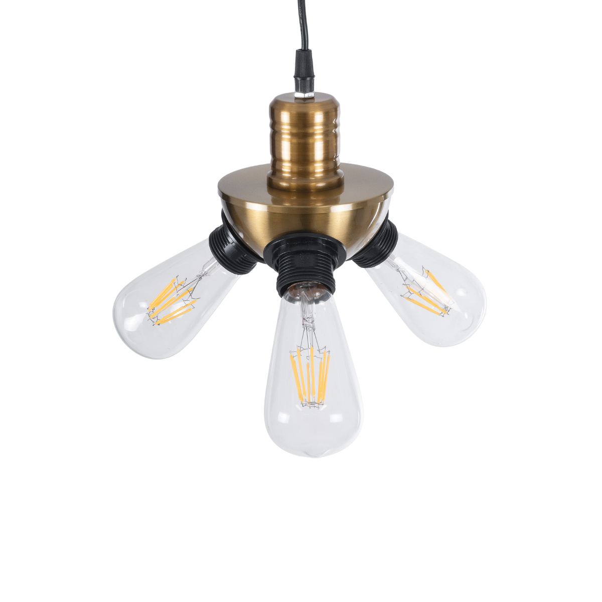 LEDTM® COPPER 01076 Vintage Κρεμαστό Φωτιστικό Οροφής με Ντουί 3 x E27 AC 220-240V IP20 - Χρυσό & Μαύρο - Μ14 x Π14 x Υ13cm - Image 7