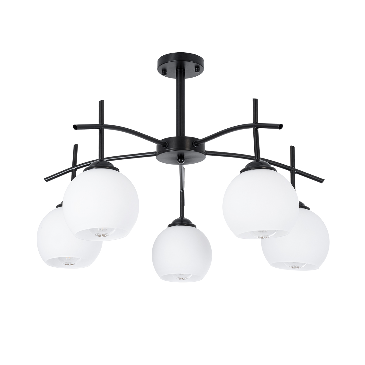 LEDTM® LUNA 01088 Μοντέρνο Φωτιστικό Οροφής με Ντουί 5 x E27 AC 220-240V IP20 - Λευκό & Μαύρο - Μ60 x Π60 x Υ43cm - Image 2