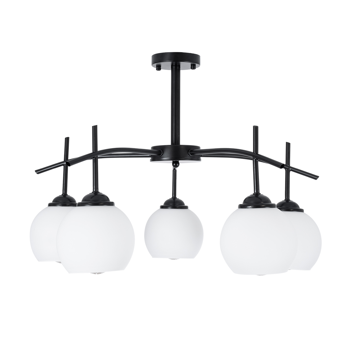 LEDTM® LUNA 01088 Μοντέρνο Φωτιστικό Οροφής με Ντουί 5 x E27 AC 220-240V IP20 - Λευκό & Μαύρο - Μ60 x Π60 x Υ43cm - Image 4