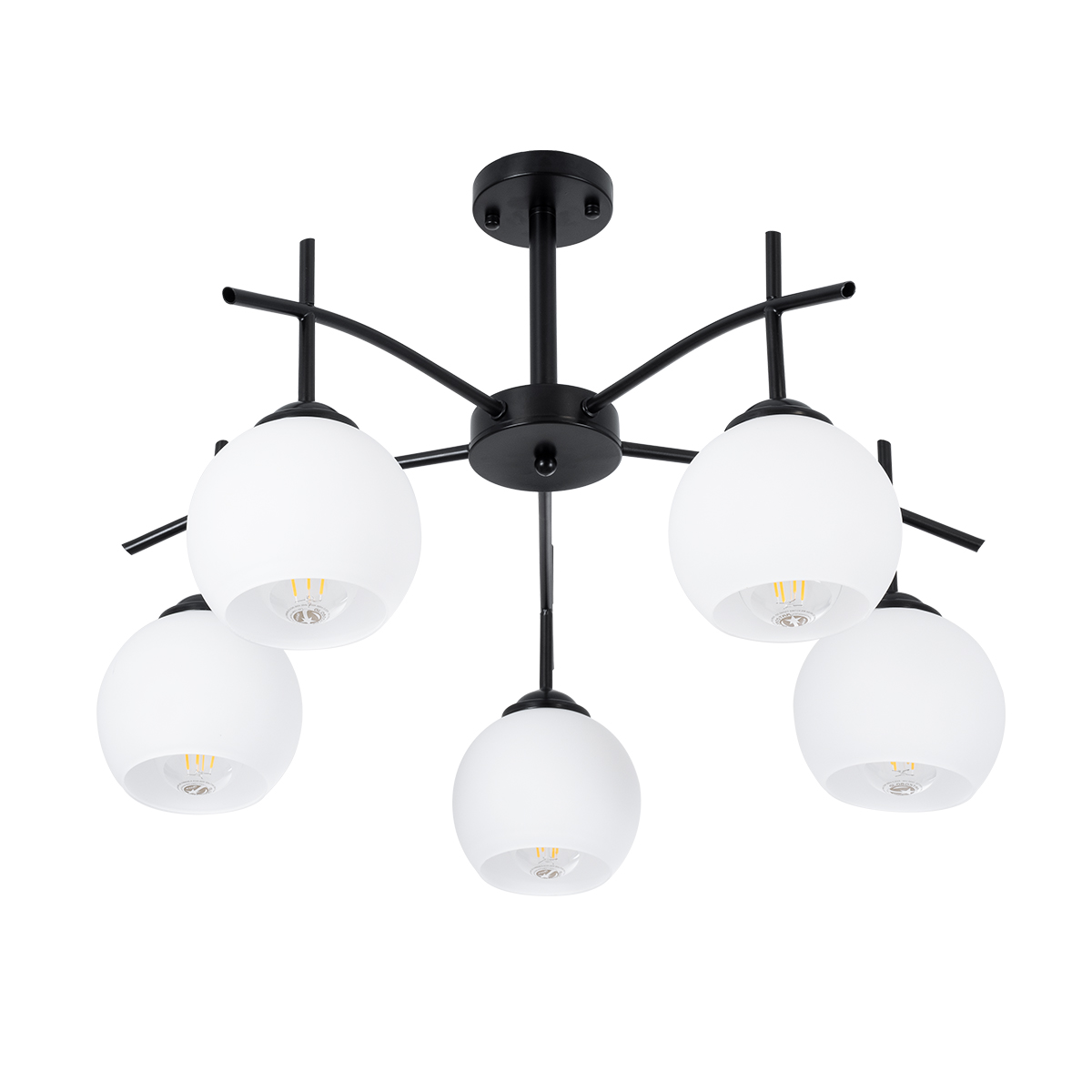 LEDTM® LUNA 01088 Μοντέρνο Φωτιστικό Οροφής με Ντουί 5 x E27 AC 220-240V IP20 - Λευκό & Μαύρο - Μ60 x Π60 x Υ43cm - Image 5