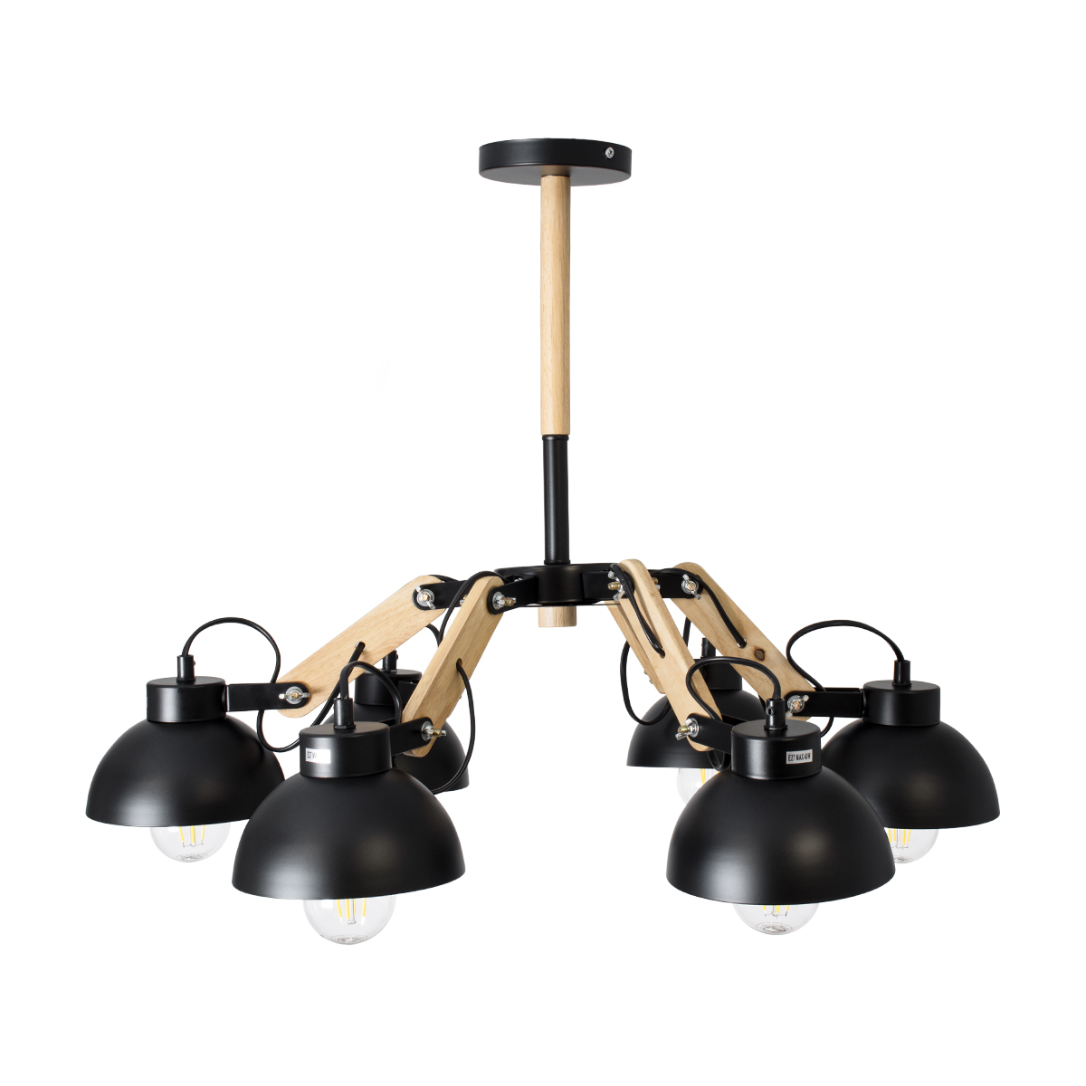 LEDTM® OLD SCHOOL 01094 Μοντέρνο Φωτιστικό Οροφής με Ντουί 6 x E27 AC 220-240V IP20 - Μαύρο & Μπεζ - Μ75 x Π75 x Υ40cm - Image 4