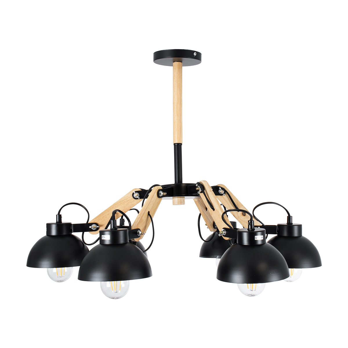 LEDTM® OLD SCHOOL 01094 Μοντέρνο Φωτιστικό Οροφής με Ντουί 6 x E27 AC 220-240V IP20 - Μαύρο & Μπεζ - Μ75 x Π75 x Υ40cm - Image 6