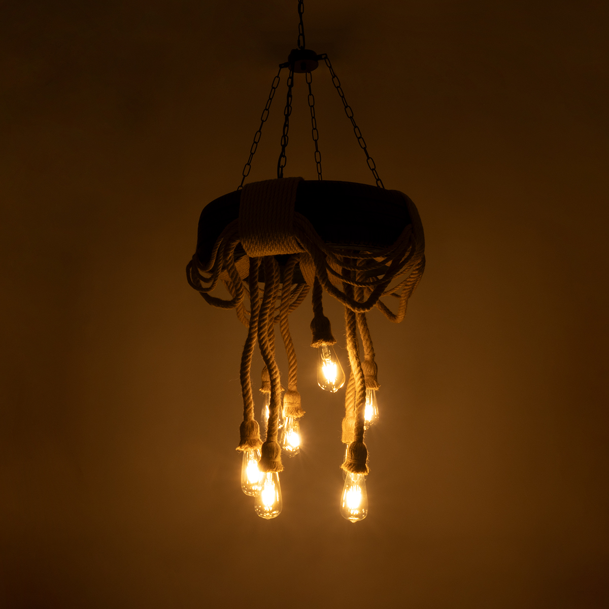 LEDTM® RUNNER 01116 Vintage Κρεμαστό Φωτιστικό Οροφής με Ντουί 8 x E27 AC 220-240V IP20 - Μαύρο & Μπεζ - Μ60 x Π60 x Υ60cm - Image 3