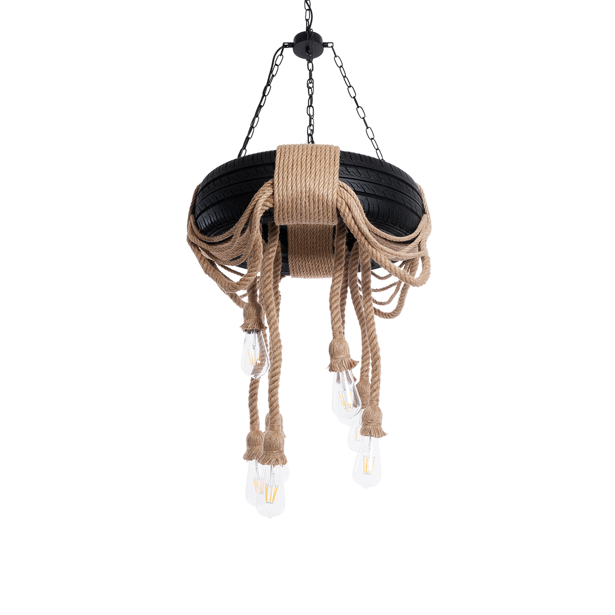 LEDTM® RUNNER 01116 Vintage Κρεμαστό Φωτιστικό Οροφής με Ντουί 8 x E27 AC 220-240V IP20 - Μαύρο & Μπεζ - Μ60 x Π60 x Υ60cm - Image 6