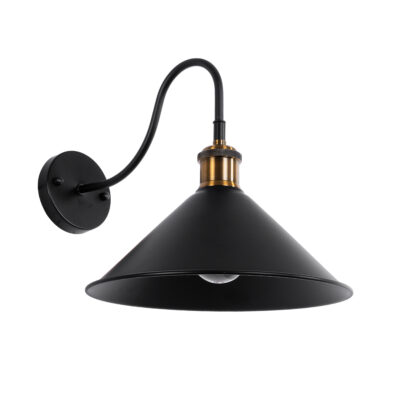 Alternative view of LEDTM® ANBET 01121 Vintage Φωτιστικό Τοίχου - Απλίκα με Ντουί 1 x E27 AC 220-240V IP20 - Μαύρο & Χρυσό - Μ26 x Π38 x Υ27cm