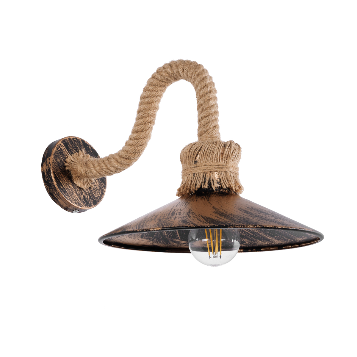 LEDTM® ROBLY 01125 Vintage Φωτιστικό Τοίχου - Απλίκα με Ντουί 1 x E27 AC 220-240V IP20 - Χάλκινο & Μπεζ - Μ26 x Π36 x Υ22cm - Image 2