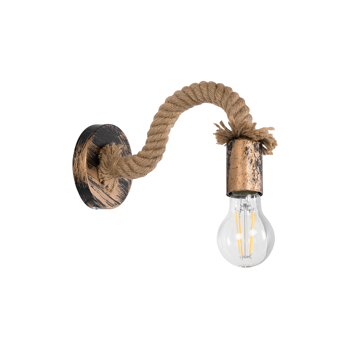 LEDTM® DAKER 01126 Vintage Φωτιστικό Τοίχου - Απλίκα με Ντουί 1 x E27 AC 220-240V IP20 - Χάλκινο Εφέ Σκουριάς & Μπεζ - Μ10 x Π22 x Υ15cm - Image 2