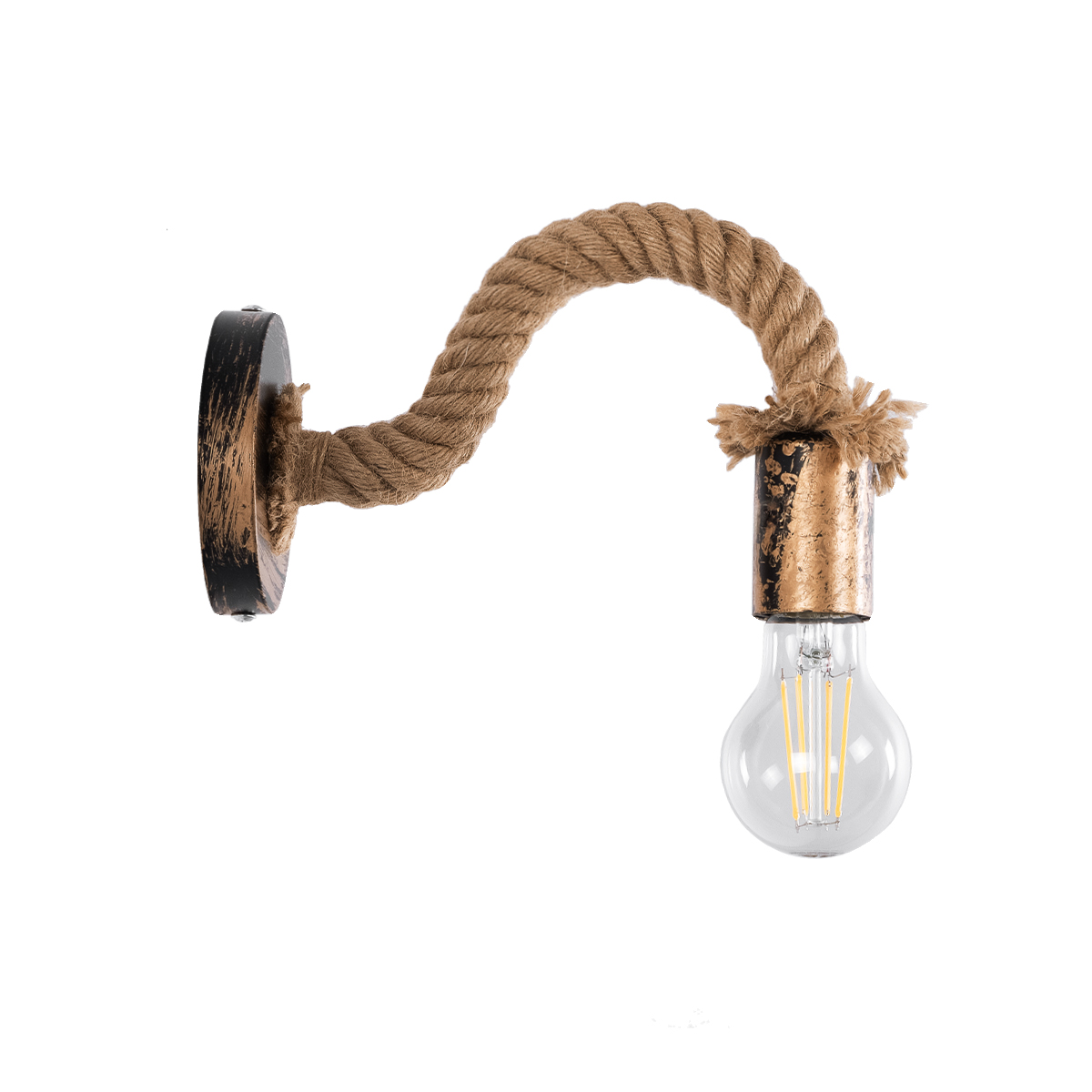 LEDTM® DAKER 01126 Vintage Φωτιστικό Τοίχου - Απλίκα με Ντουί 1 x E27 AC 220-240V IP20 - Χάλκινο Εφέ Σκουριάς & Μπεζ - Μ10 x Π22 x Υ15cm - Image 5