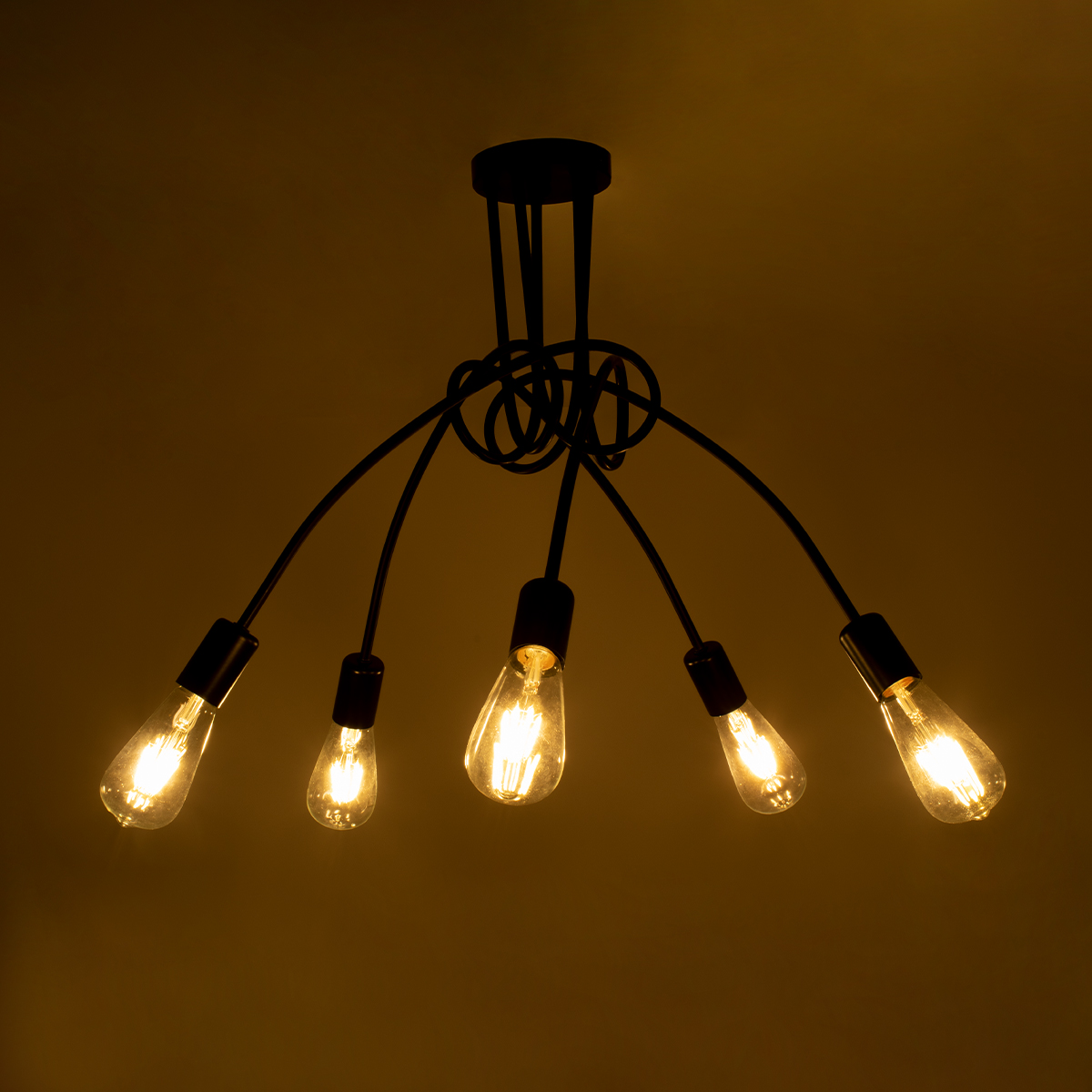 LEDTM® PAULELI 01127 Μοντέρνο Φωτιστικό Οροφής με Ντουί 5 x E27 AC 220-240V IP20 - Μαύρο - Μ76 x Π76 x Υ45cm - Image 3
