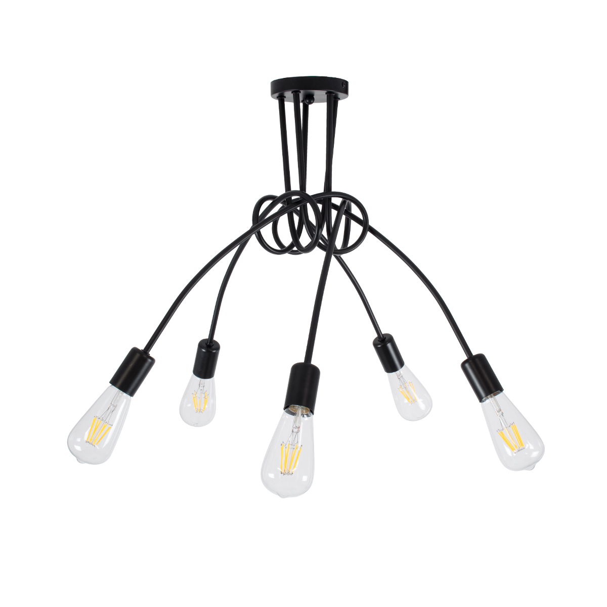 LEDTM® PAULELI 01127 Μοντέρνο Φωτιστικό Οροφής με Ντουί 5 x E27 AC 220-240V IP20 - Μαύρο - Μ76 x Π76 x Υ45cm - Image 4