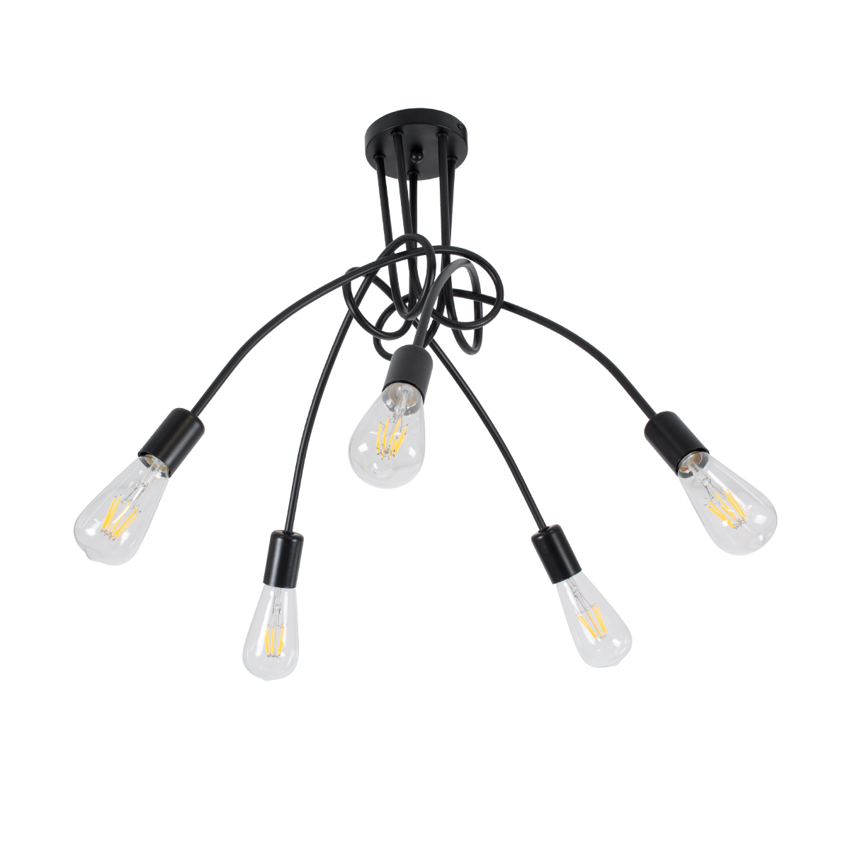 LEDTM® PAULELI 01127 Μοντέρνο Φωτιστικό Οροφής με Ντουί 5 x E27 AC 220-240V IP20 - Μαύρο - Μ76 x Π76 x Υ45cm - Image 5