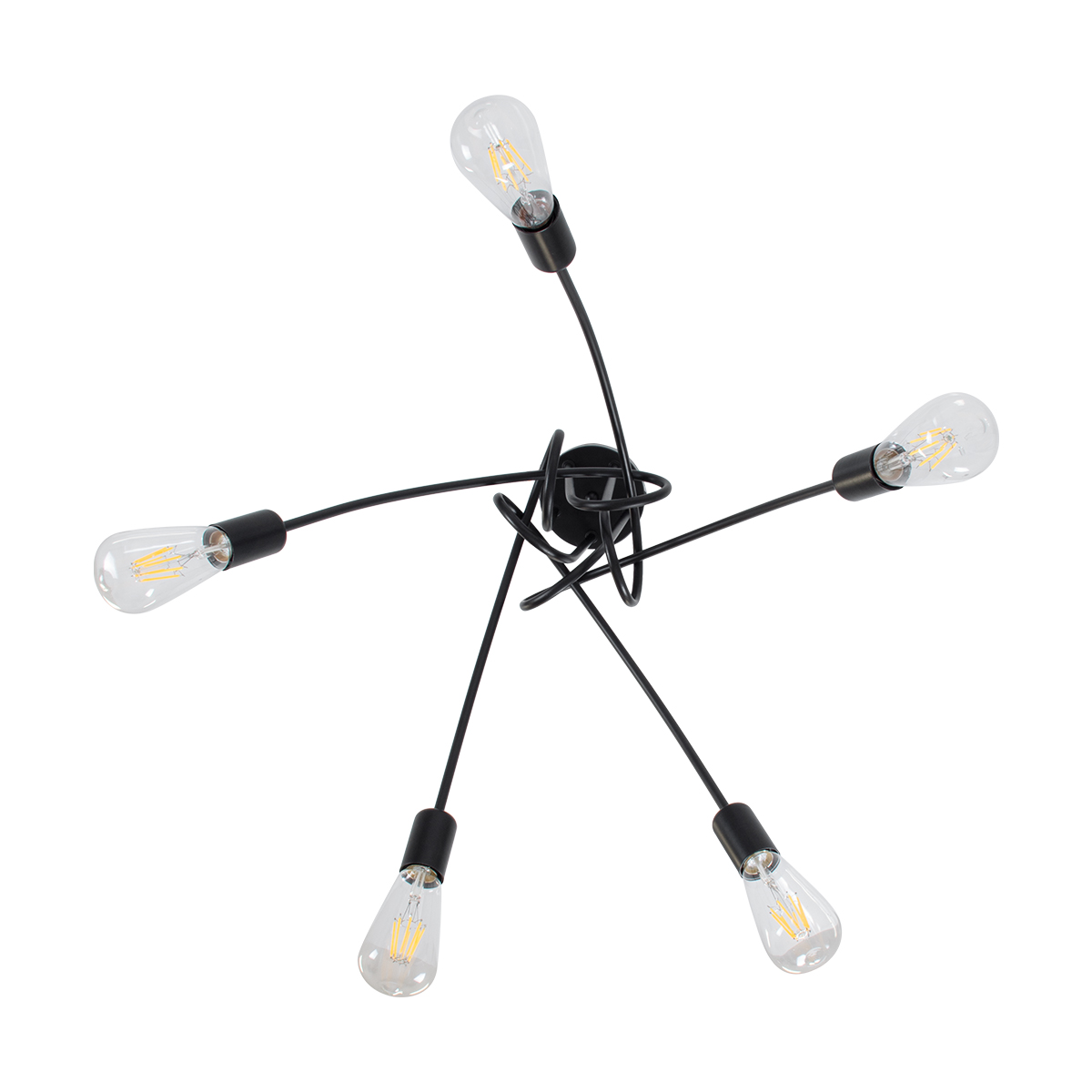 LEDTM® PAULELI 01127 Μοντέρνο Φωτιστικό Οροφής με Ντουί 5 x E27 AC 220-240V IP20 - Μαύρο - Μ76 x Π76 x Υ45cm - Image 6