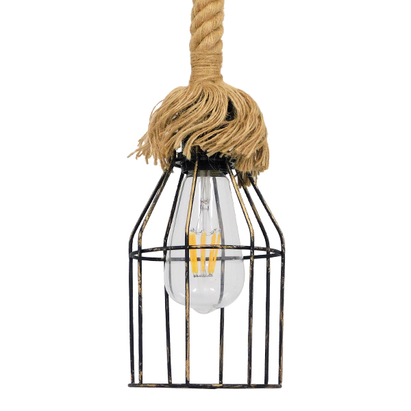 LEDTM® LAICO 01129 Vintage Κρεμαστό Φωτιστικό Οροφής με Ντουί 1 x E27 AC 220-240V IP20 - Μπρούτζινο & Μπεζ - Μ12 x Π12 x Υ100cm - Image 4