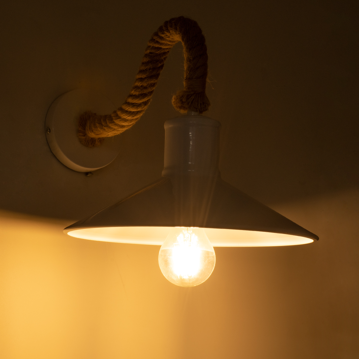 LEDTM® VINSA 01130 Boho Φωτιστικό Τοίχου - Απλίκα με Ντουί 1 x E27 AC 220-240V IP20 - Λευκό & Μπεζ - Μ37.5 x Π26.7 x Υ25cm - Image 3
