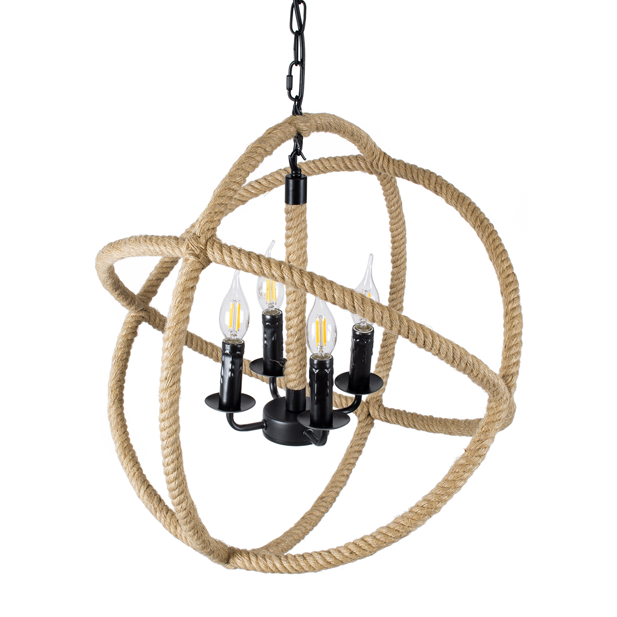LEDTM® VITRUVIAN 01141 Boho Κρεμαστό Φωτιστικό Οροφής με Ντουί 4 x E14 AC 220-240V IP20 - Μαύρο & Μπεζ - Μ53 x Π53 x Υ53cm - Image 7