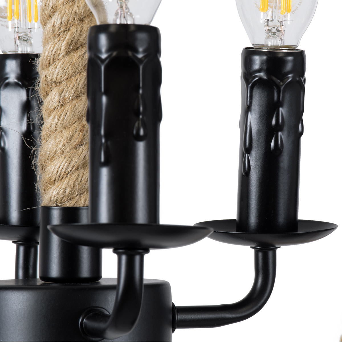 LEDTM® VITRUVIAN 01141 Boho Κρεμαστό Φωτιστικό Οροφής με Ντουί 4 x E14 AC 220-240V IP20 - Μαύρο & Μπεζ - Μ53 x Π53 x Υ53cm - Image 9