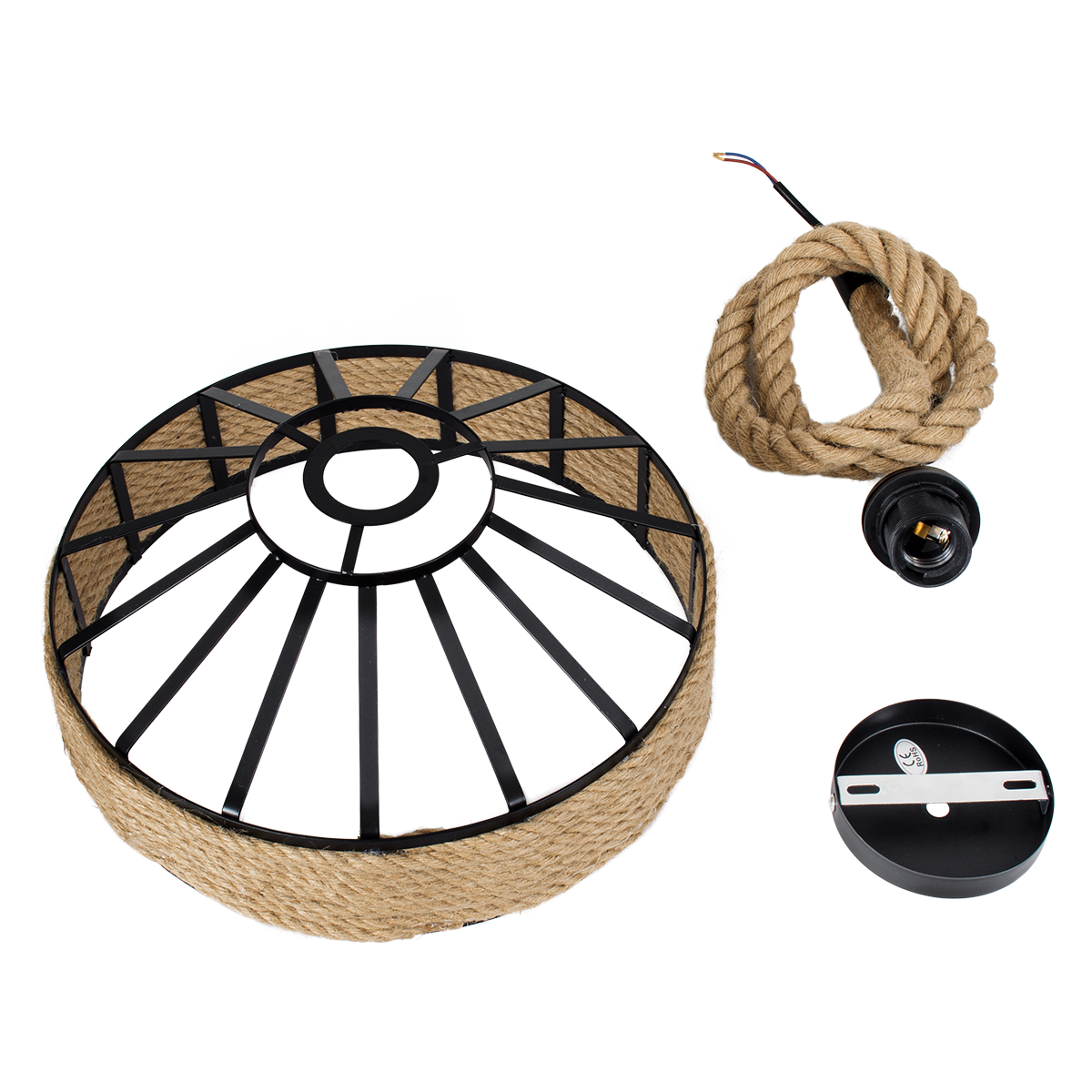LEDTM® SAHARA 01146 Boho Κρεμαστό Φωτιστικό Οροφής με Ντουί 1 x E27 AC 220-240V IP20 - Μπεζ & Μαύρο - Μ31 x Π31 x Υ14cm - Image 12