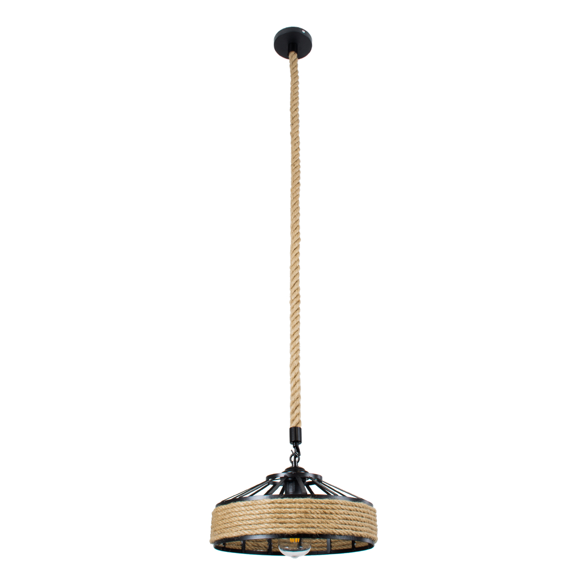 LEDTM® SAHARA 01146 Boho Κρεμαστό Φωτιστικό Οροφής με Ντουί 1 x E27 AC 220-240V IP20 - Μπεζ & Μαύρο - Μ31 x Π31 x Υ14cm - Image 4