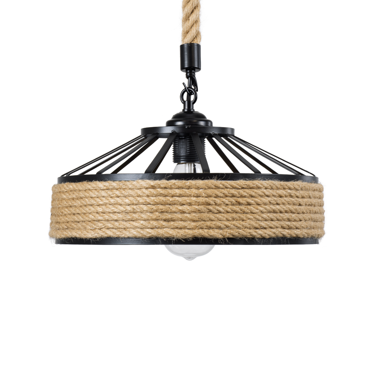 LEDTM® SAHARA 01146 Boho Κρεμαστό Φωτιστικό Οροφής με Ντουί 1 x E27 AC 220-240V IP20 - Μπεζ & Μαύρο - Μ31 x Π31 x Υ14cm - Image 5