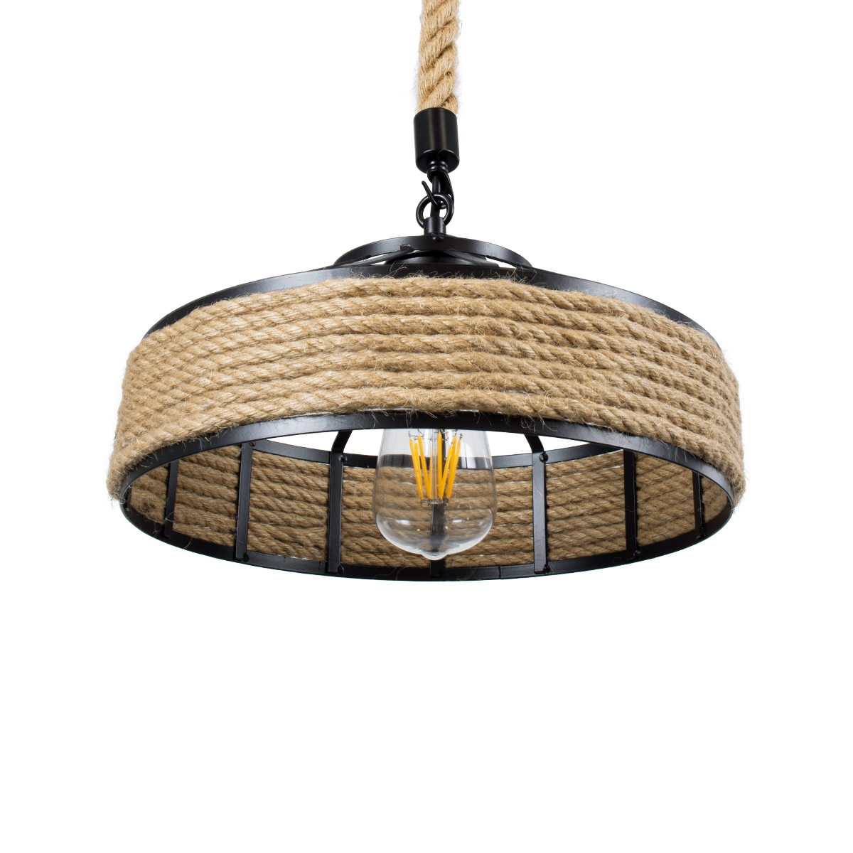 LEDTM® SAHARA 01146 Boho Κρεμαστό Φωτιστικό Οροφής με Ντουί 1 x E27 AC 220-240V IP20 - Μπεζ & Μαύρο - Μ31 x Π31 x Υ14cm - Image 6