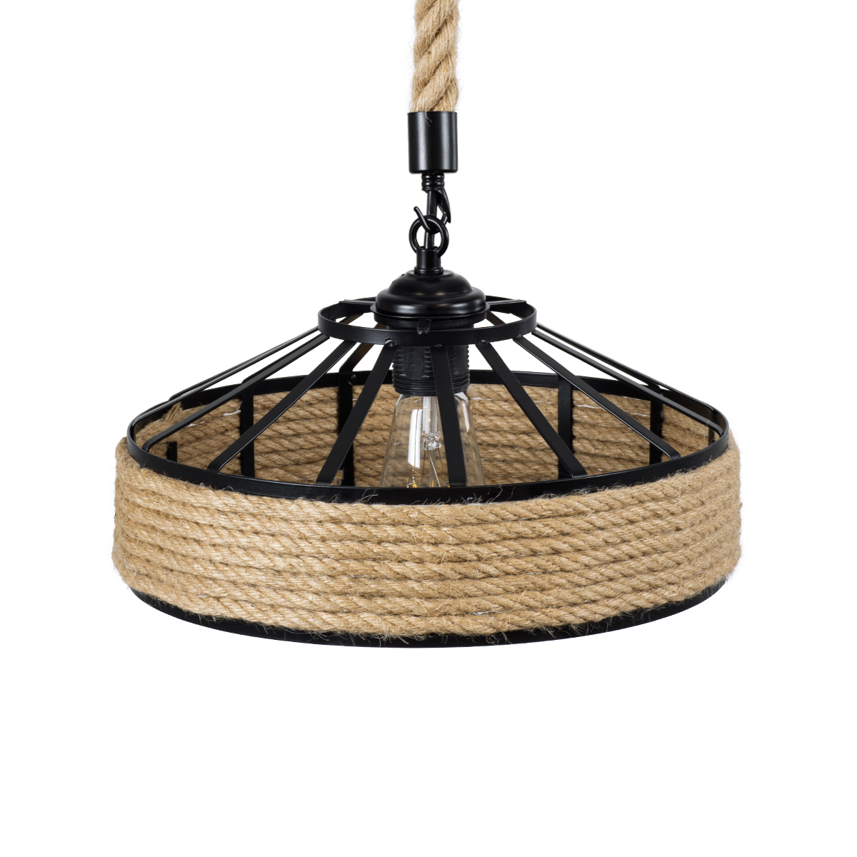 LEDTM® SAHARA 01146 Boho Κρεμαστό Φωτιστικό Οροφής με Ντουί 1 x E27 AC 220-240V IP20 - Μπεζ & Μαύρο - Μ31 x Π31 x Υ14cm - Image 7