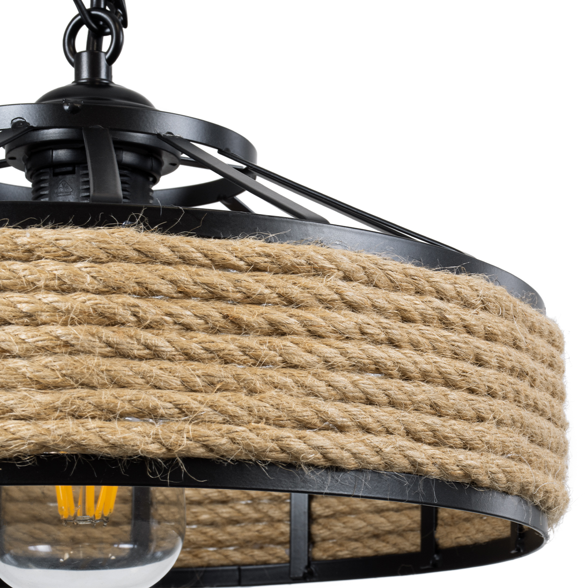 LEDTM® SAHARA 01146 Boho Κρεμαστό Φωτιστικό Οροφής με Ντουί 1 x E27 AC 220-240V IP20 - Μπεζ & Μαύρο - Μ31 x Π31 x Υ14cm - Image 8