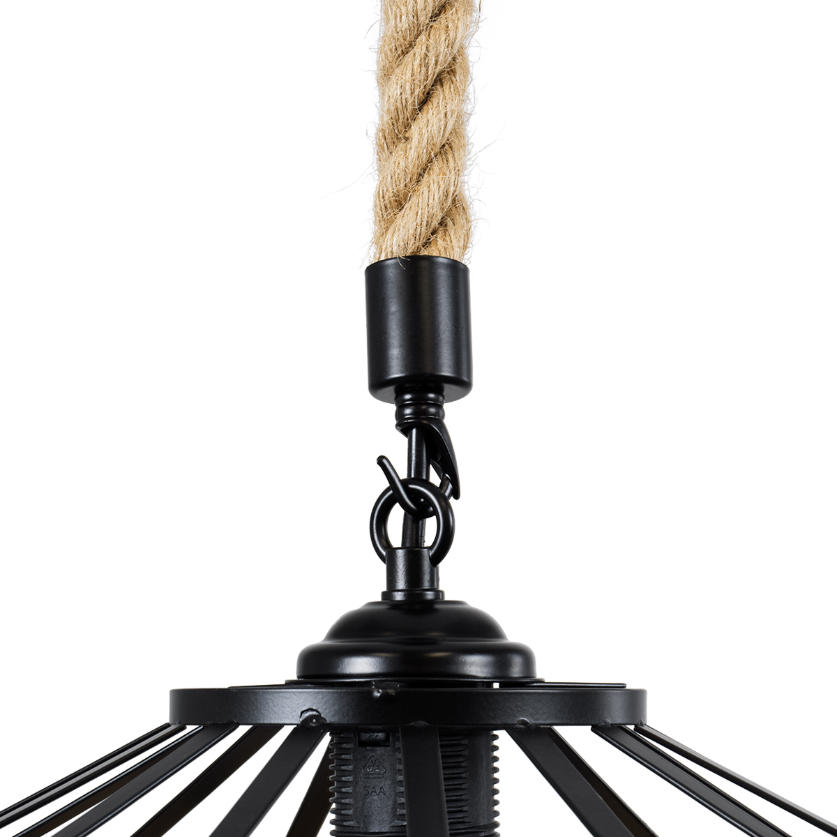 LEDTM® SAHARA 01146 Boho Κρεμαστό Φωτιστικό Οροφής με Ντουί 1 x E27 AC 220-240V IP20 - Μπεζ & Μαύρο - Μ31 x Π31 x Υ14cm - Image 9