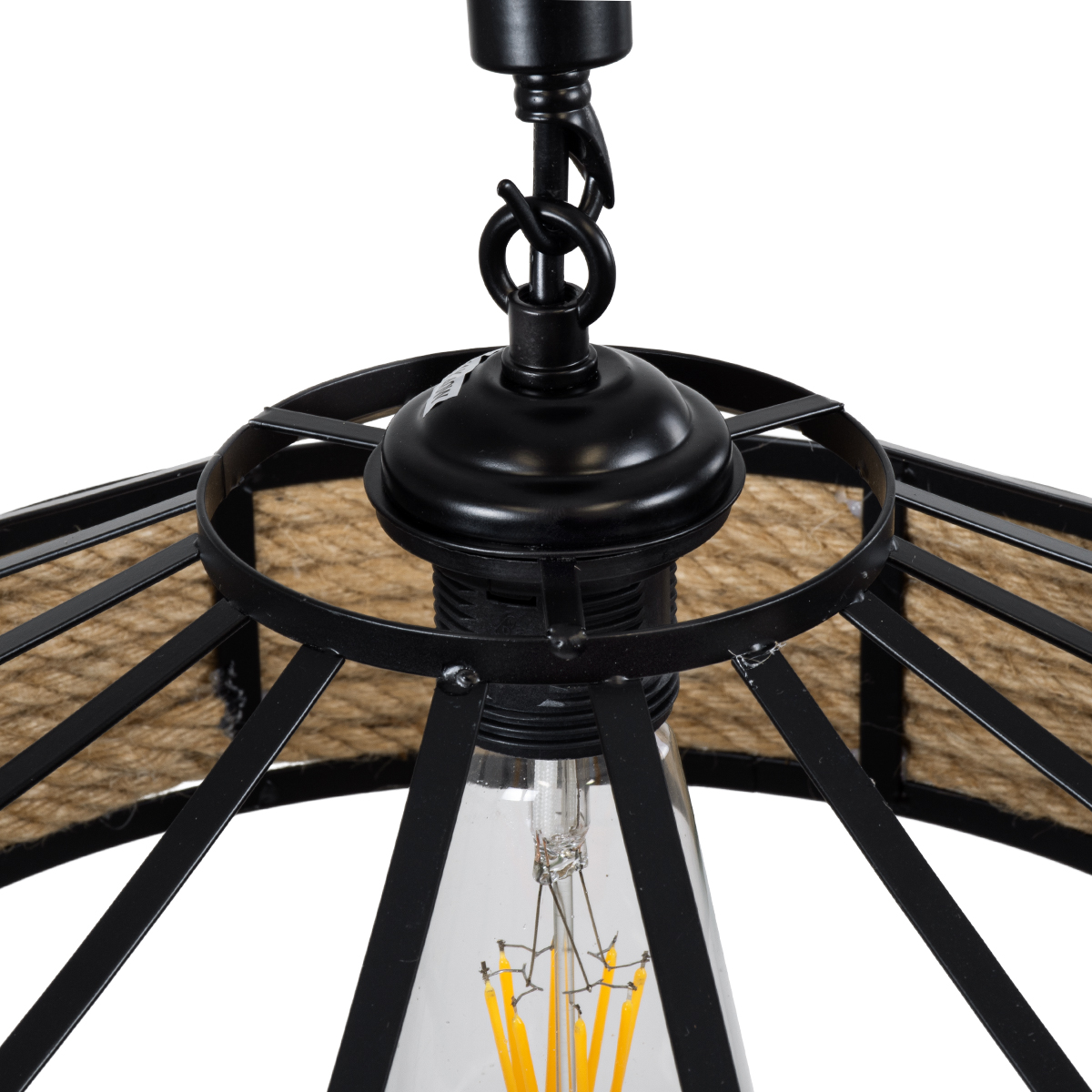 LEDTM® SAHARA 01146 Boho Κρεμαστό Φωτιστικό Οροφής με Ντουί 1 x E27 AC 220-240V IP20 - Μπεζ & Μαύρο - Μ31 x Π31 x Υ14cm - Image 10