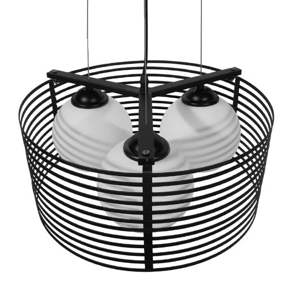 LEDTM® KEVIA 01150 Μοντέρνο Κρεμαστό Φωτιστικό Οροφής με Ντουί 3 x E27 AC 220-240V IP20 - Μαύρο & Λευκό - Μ40 x Π40 x Υ17.5cm - Image 4