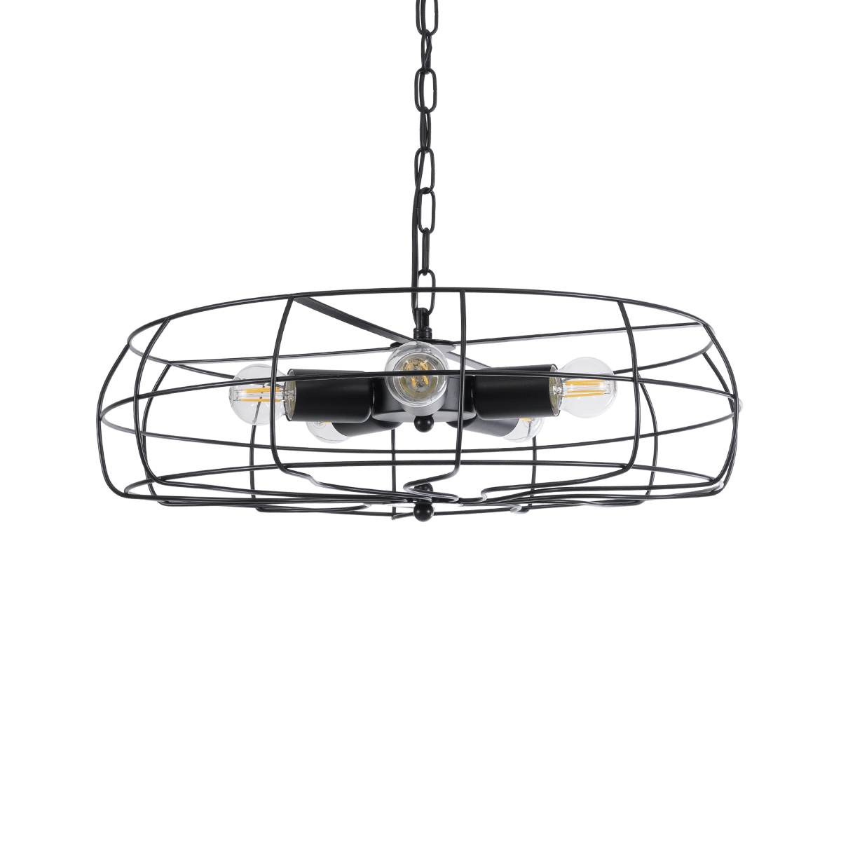 LEDTM® HELIX 01164 Vintage Κρεμαστό Φωτιστικό Οροφής με Ντουί 5 x E27 AC 220-240V IP20 - Μαύρο - Μ46 x Π46 x Υ13cm - Image 2