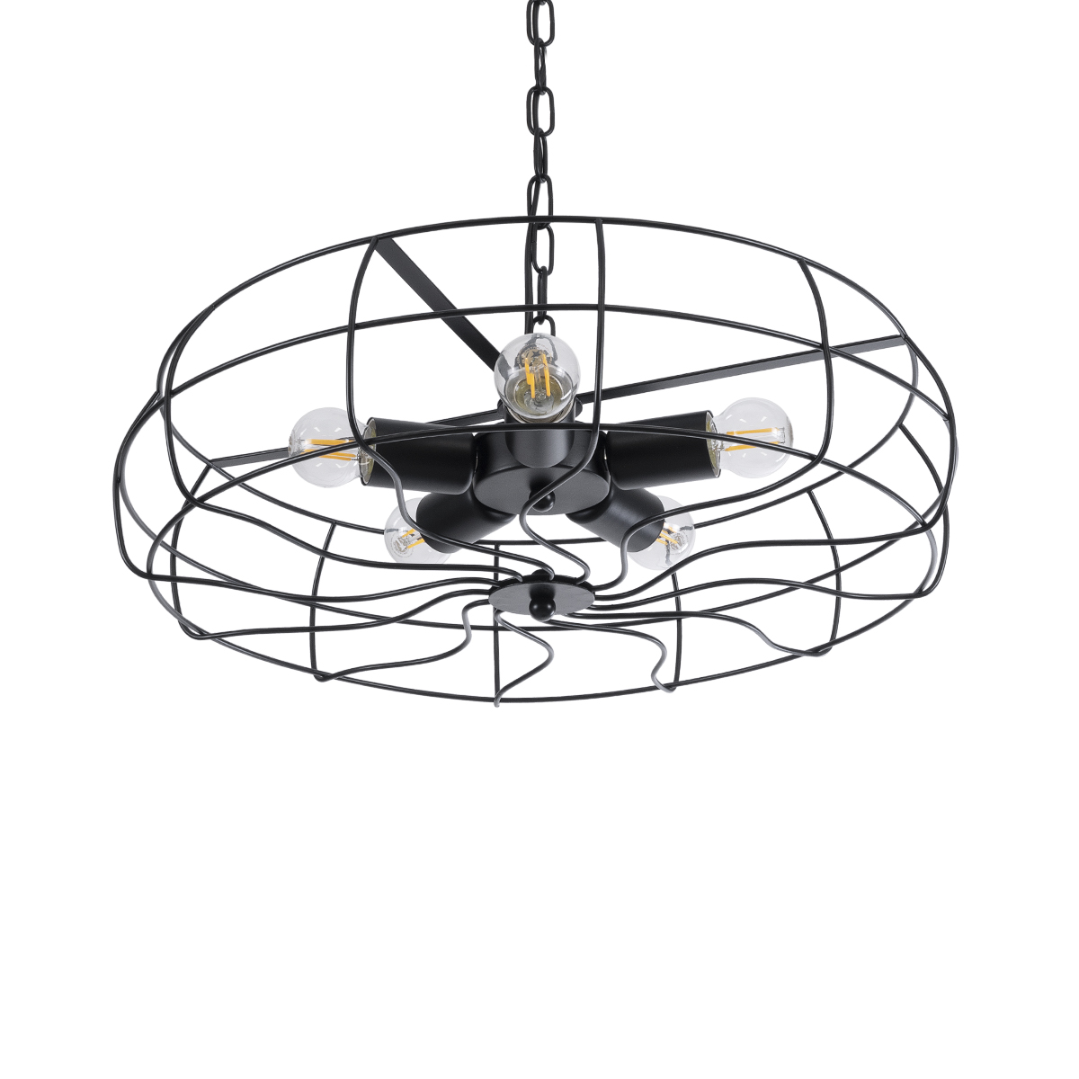LEDTM® HELIX 01164 Vintage Κρεμαστό Φωτιστικό Οροφής με Ντουί 5 x E27 AC 220-240V IP20 - Μαύρο - Μ46 x Π46 x Υ13cm - Image 6