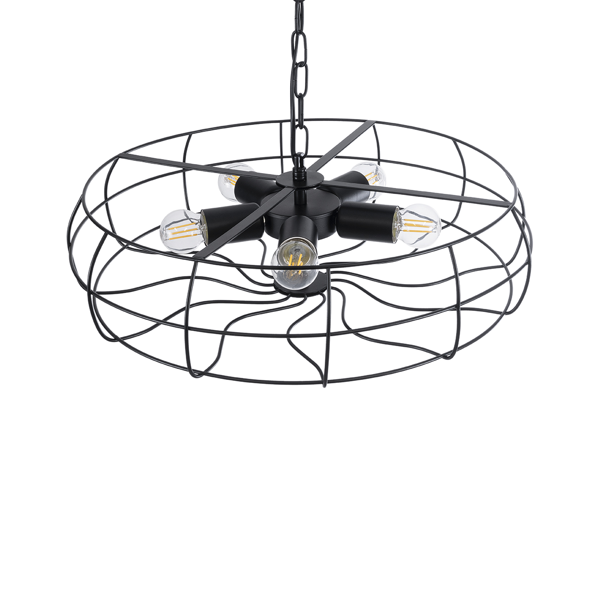 LEDTM® HELIX 01164 Vintage Κρεμαστό Φωτιστικό Οροφής με Ντουί 5 x E27 AC 220-240V IP20 - Μαύρο - Μ46 x Π46 x Υ13cm - Image 7