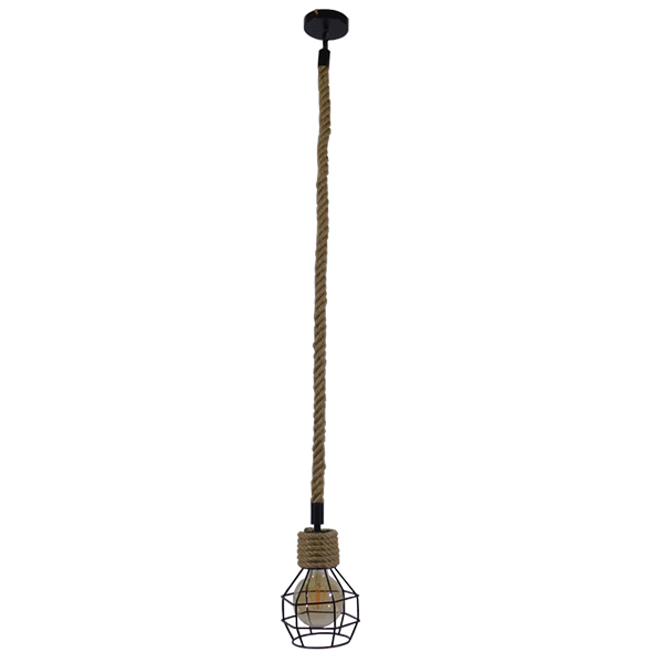 LEDTM® HELLET 01182 Vintage Κρεμαστό Φωτιστικό Οροφής με Ντουί 1 x E27 AC 220-240V IP20 - Μαύρο & Μπεζ - Μ16 x Π16 x Υ25cm - Image 2