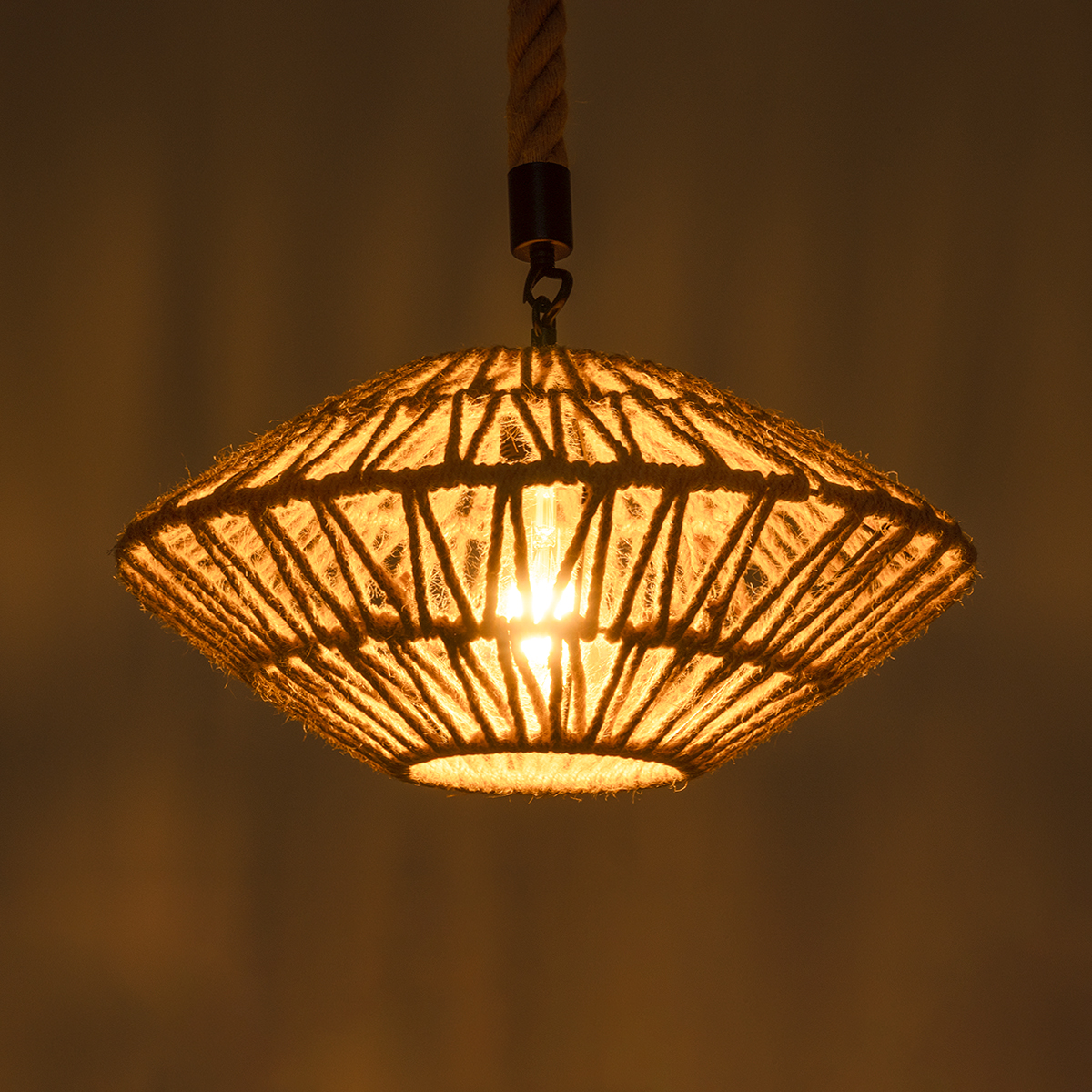 LEDTM® DOGMA 01187 Boho Κρεμαστό Φωτιστικό Οροφής με Ντουί 1 x E27 AC 220-240V IP20 - Μπεζ - Μ40 x Π40 x Υ20cm - Image 3
