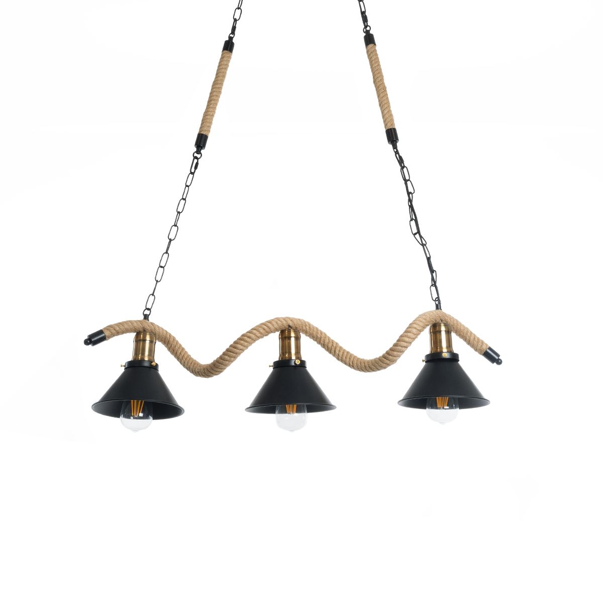 LEDTM® TYMEN 01189 Boho Κρεμαστό Φωτιστικό Οροφής με Ντουί 3 x E27 AC 220-240V IP20 - Μαύρο & Μπεζ - Μ85 x Π18.5 x Υ20cm - Image 2