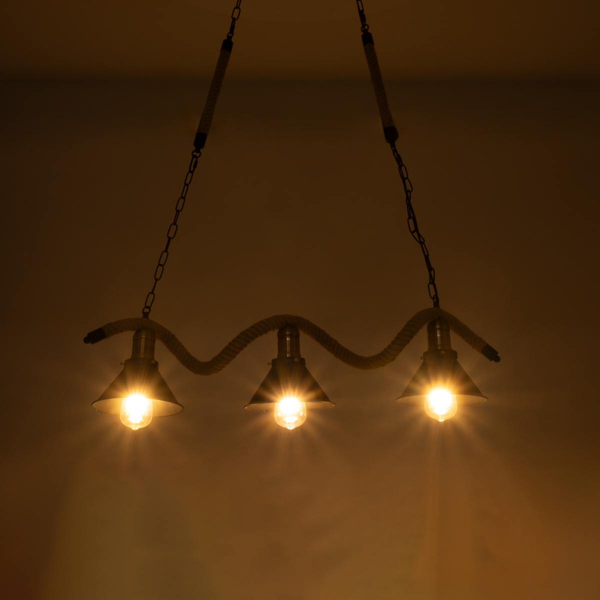 LEDTM® TYMEN 01189 Boho Κρεμαστό Φωτιστικό Οροφής με Ντουί 3 x E27 AC 220-240V IP20 - Μαύρο & Μπεζ - Μ85 x Π18.5 x Υ20cm - Image 3