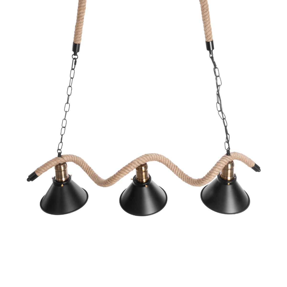 LEDTM® TYMEN 01189 Boho Κρεμαστό Φωτιστικό Οροφής με Ντουί 3 x E27 AC 220-240V IP20 - Μαύρο & Μπεζ - Μ85 x Π18.5 x Υ20cm - Image 5