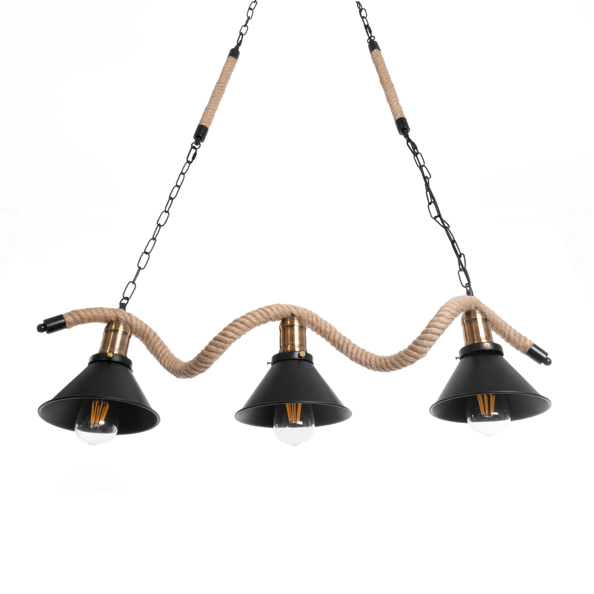 LEDTM® TYMEN 01189 Boho Κρεμαστό Φωτιστικό Οροφής με Ντουί 3 x E27 AC 220-240V IP20 - Μαύρο & Μπεζ - Μ85 x Π18.5 x Υ20cm - Image 6