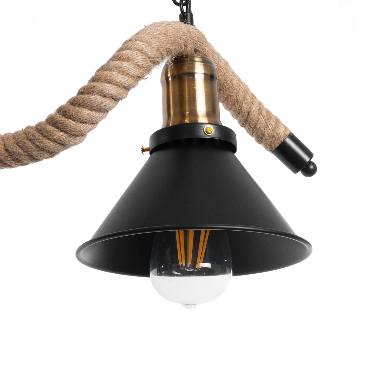 LEDTM® TYMEN 01189 Boho Κρεμαστό Φωτιστικό Οροφής με Ντουί 3 x E27 AC 220-240V IP20 - Μαύρο & Μπεζ - Μ85 x Π18.5 x Υ20cm - Image 7