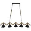 LEDTM® TYMEN 01190 Vintage Κρεμαστό Φωτιστικό Οροφής με Ντουί 5 x E27 AC 220-240V IP20 - Μαύρο & Μπεζ - Μ150 x Π22 x Υ23cm - Image 2
