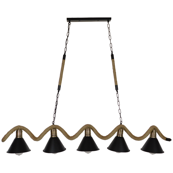 LEDTM® TYMEN 01190 Vintage Κρεμαστό Φωτιστικό Οροφής με Ντουί 5 x E27 AC 220-240V IP20 - Μαύρο & Μπεζ - Μ150 x Π22 x Υ23cm - Image 2