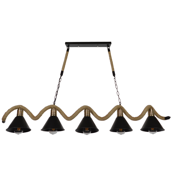 LEDTM® TYMEN 01190 Vintage Κρεμαστό Φωτιστικό Οροφής με Ντουί 5 x E27 AC 220-240V IP20 - Μαύρο & Μπεζ - Μ150 x Π22 x Υ23cm - Image 3